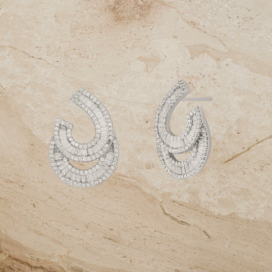 Baguette Cz Curve Earrings