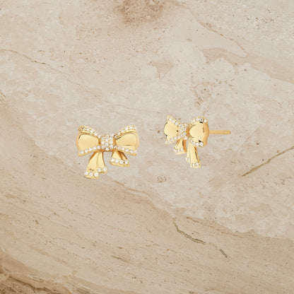 Bow CZ Stud Earrings