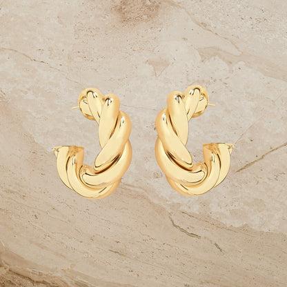 Parisian Chunky Twist Hoops Statement Earrings