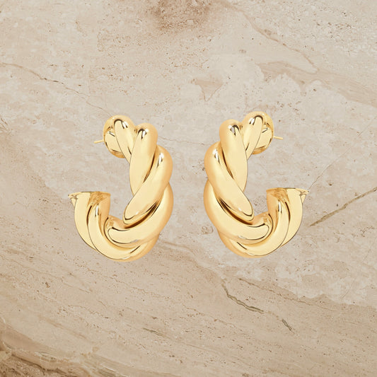 Parisian Chunky Twist Hoops Statement Earrings