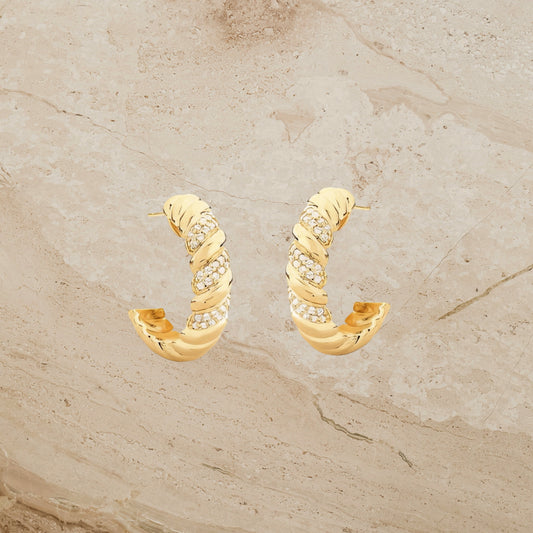 Parisian Oval Stud Earrings with Cz Accents