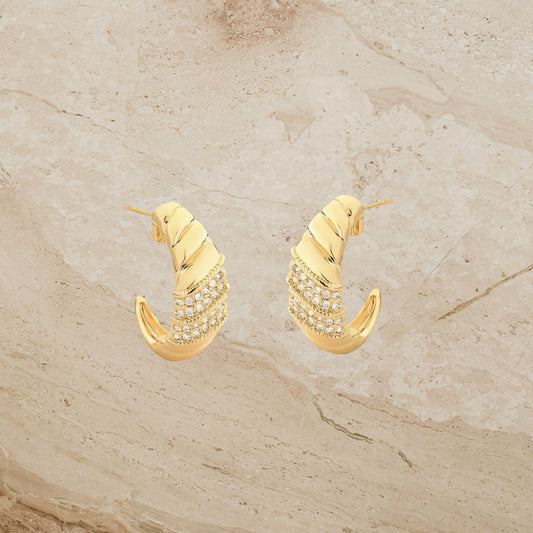 Parisian Twist Croissant Hoops with Cz