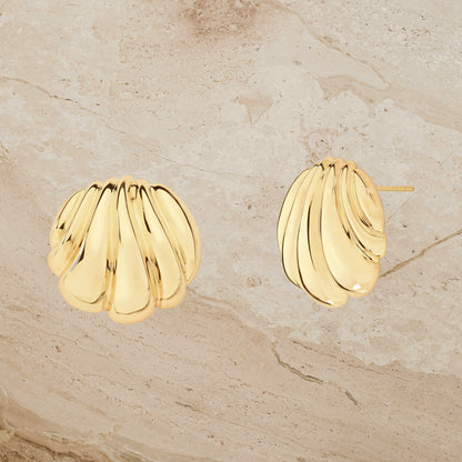 Vintage Parisian Inspired Sculptural Shell Stud Earrings