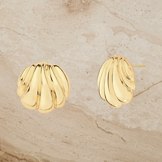 Vintage Parisian Inspired Sculptural Shell Stud Earrings