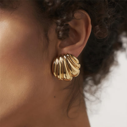 Vintage Parisian Inspired Sculptural Shell Stud Earrings