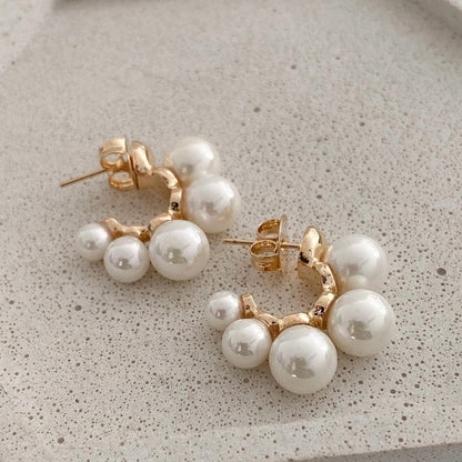 Gold Pearl Hoop Earrings