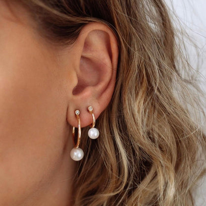 Pearl Hoops Earrings